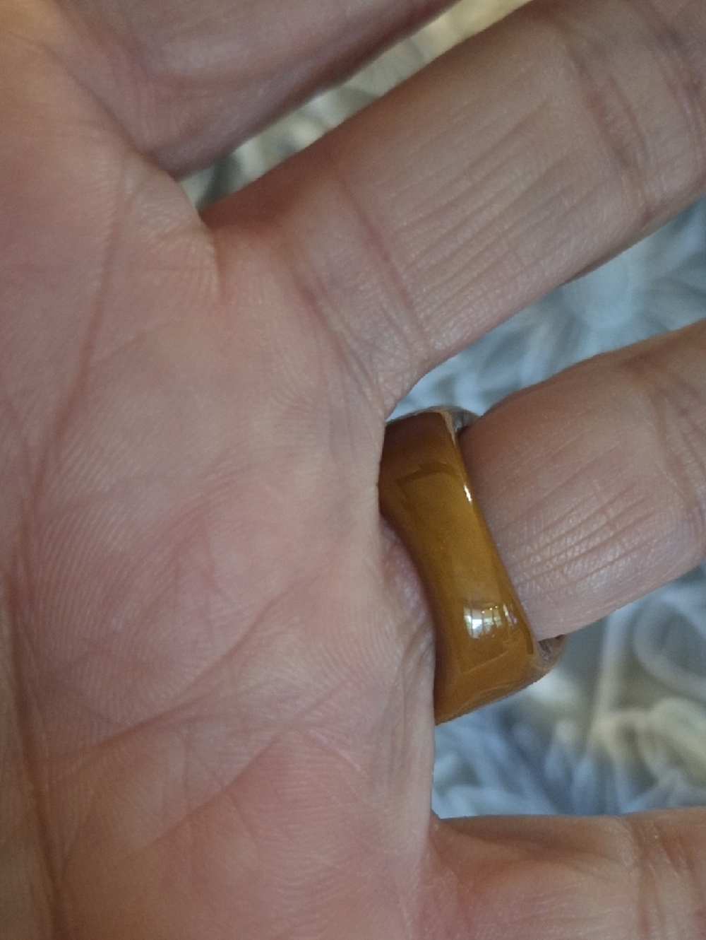 Honey Resin Dome Ring Warm Caramel Tone 7 - Picture 4 of 8